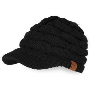 imageCC Hatsandscarf Exclusives Womens Ribbed Knit Hat with Brim YJ131YJ2023A Black