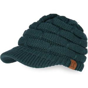imageCC Hatsandscarf Exclusives Womens Ribbed Knit Hat with Brim YJ131YJ2023A Deep Pine