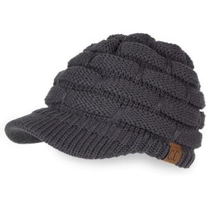 imageCC Hatsandscarf Exclusives Womens Ribbed Knit Hat with Brim YJ131YJ2023A Dk Grey