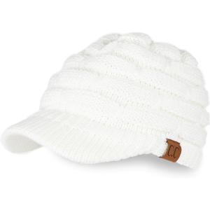 imageCC Hatsandscarf Exclusives Womens Ribbed Knit Hat with Brim YJ131YJ2023A Ivory