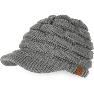 imageCC Hatsandscarf Exclusives Womens Ribbed Knit Hat with Brim YJ131YJ2023A Lt Mel Grey