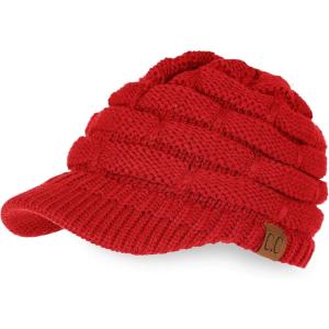 imageCC Hatsandscarf Exclusives Womens Ribbed Knit Hat with Brim YJ131YJ2023A Red