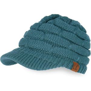 imageCC Hatsandscarf Exclusives Womens Ribbed Knit Hat with Brim YJ131YJ2023A Steel Blue