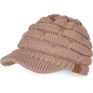 imageCC Hatsandscarf Exclusives Womens Ribbed Knit Hat with Brim YJ131YJ2023A Taupe