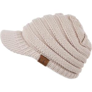 imageCC Hatsandscarf Exclusives Womens Ribbed Knit Hat with Brim YJ131YJ2023Beige Amazon