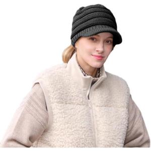imageCC Hatsandscarf Exclusives Womens Ribbed Knit Hat with Brim YJ131YJ2023Black