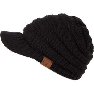 imageCC Hatsandscarf Exclusives Womens Ribbed Knit Hat with Brim YJ131YJ2023Black Amazon