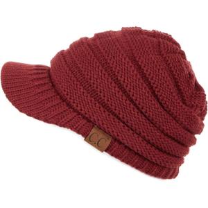 imageCC Hatsandscarf Exclusives Womens Ribbed Knit Hat with Brim YJ131YJ2023Burgundy