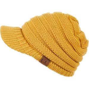 imageCC Hatsandscarf Exclusives Womens Ribbed Knit Hat with Brim YJ131YJ2023Mustard