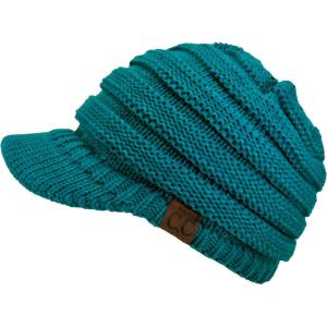 imageCC Hatsandscarf Exclusives Womens Ribbed Knit Hat with Brim YJ131YJ2023Teal Blue