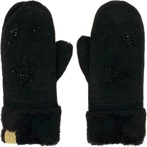 imageCC Kids Ages 4 to 7 Thick Fuzzy Fleeced Lined Matching Winter Mittens Gloves Star Black