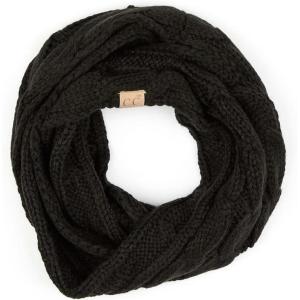 imageCC Kids Cable Knit Infinity Scarf For Boys Girls  Comfortable Soft Warm Children Youth Knit MufflerBlack
