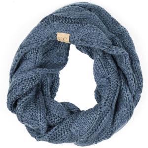 imageCC Kids Cable Knit Infinity Scarf For Boys Girls  Comfortable Soft Warm Children Youth Knit MufflerDkdenim