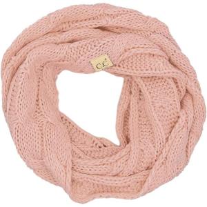 imageCC Kids Cable Knit Infinity Scarf For Boys Girls  Comfortable Soft Warm Children Youth Knit MufflerIndi Pink