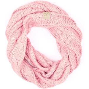 imageCC Kids Cable Knit Infinity Scarf For Boys Girls  Comfortable Soft Warm Children Youth Knit MufflerPale Pink