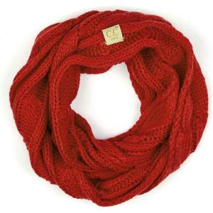 imageCC Kids Cable Knit Infinity Scarf For Boys Girls  Comfortable Soft Warm Children Youth Knit MufflerRed