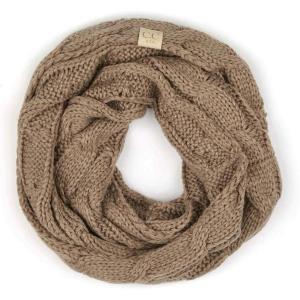 imageCC Kids Cable Knit Infinity Scarf For Boys Girls  Comfortable Soft Warm Children Youth Knit MufflerTaupe