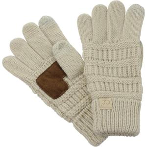 imageCC Kids Childrens Cable Knit Warm AntiSlip Touchscreen Texting GlovesBeige