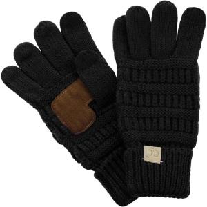 imageCC Kids Childrens Cable Knit Warm AntiSlip Touchscreen Texting GlovesBlack