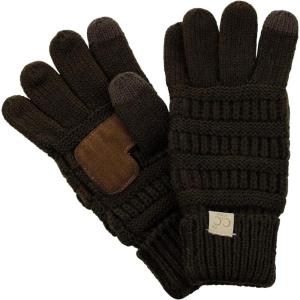 imageCC Kids Childrens Cable Knit Warm AntiSlip Touchscreen Texting GlovesBrown