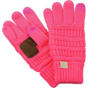 imageCC Kids Childrens Cable Knit Warm AntiSlip Touchscreen Texting GlovesCandy Pink