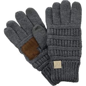 imageCC Kids Childrens Cable Knit Warm AntiSlip Touchscreen Texting GlovesDark Melange Gray