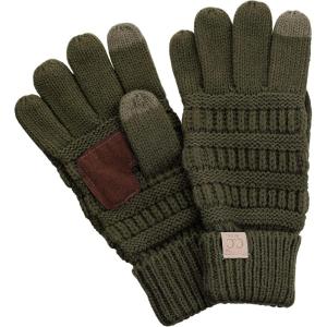 imageCC Kids Childrens Cable Knit Warm AntiSlip Touchscreen Texting GlovesDark Olive
