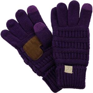 imageCC Kids Childrens Cable Knit Warm AntiSlip Touchscreen Texting GlovesDark Purple