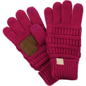 imageCC Kids Childrens Cable Knit Warm AntiSlip Touchscreen Texting GlovesHot Pink