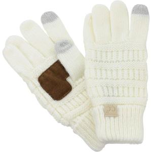 imageCC Kids Childrens Cable Knit Warm AntiSlip Touchscreen Texting GlovesIvory