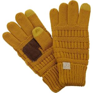 imageCC Kids Childrens Cable Knit Warm AntiSlip Touchscreen Texting GlovesMustard
