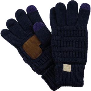 imageCC Kids Childrens Cable Knit Warm AntiSlip Touchscreen Texting GlovesNavy