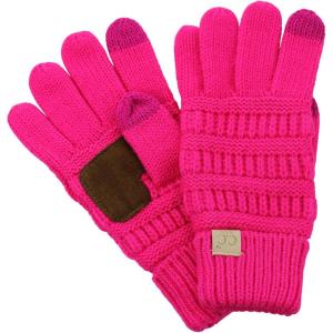 imageCC Kids Childrens Cable Knit Warm AntiSlip Touchscreen Texting GlovesNeon Pink