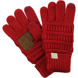 imageCC Kids Childrens Cable Knit Warm AntiSlip Touchscreen Texting GlovesRed