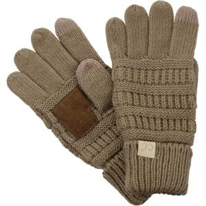imageCC Kids Childrens Cable Knit Warm AntiSlip Touchscreen Texting GlovesTaupe