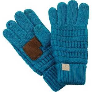 imageCC Kids Childrens Cable Knit Warm AntiSlip Touchscreen Texting GlovesTeal