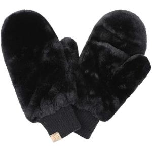 imageCC Kids Faux Fur Sherpa Lined Convertible MittensBlack