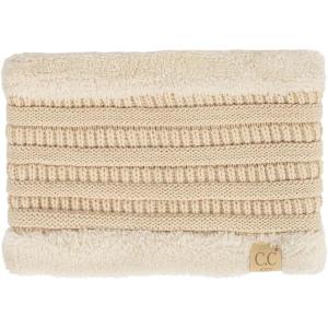 imageCC Kids Ribbed Neck Warmer For Boys Girls  Comfortable Soft Warm Children Youth Knit Neck Gaiter with Fuzzy LiningBeige