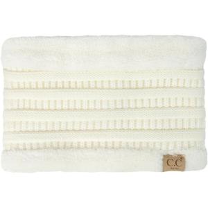 imageCC Kids Ribbed Neck Warmer For Boys Girls  Comfortable Soft Warm Children Youth Knit Neck Gaiter with Fuzzy LiningIvory
