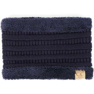imageCC Kids Ribbed Neck Warmer For Boys Girls  Comfortable Soft Warm Children Youth Knit Neck Gaiter with Fuzzy LiningNavy