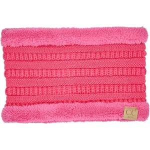 imageCC Kids Ribbed Neck Warmer For Boys Girls  Comfortable Soft Warm Children Youth Knit Neck Gaiter with Fuzzy LiningNew Candy Pink