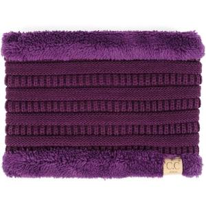 imageCC Kids Ribbed Neck Warmer For Boys Girls  Comfortable Soft Warm Children Youth Knit Neck Gaiter with Fuzzy LiningPurple