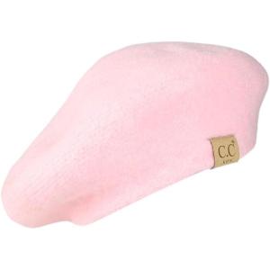 imageCC Kids Soft Knit Beret for Girls  Confortable Soft Childrens Beret with Adjustable StringBaby Pink