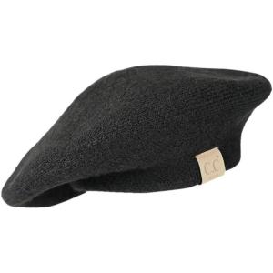 imageCC Kids Soft Knit Beret for Girls  Confortable Soft Childrens Beret with Adjustable StringBlack