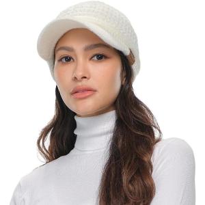 imageCC Knitted Visor for Women  Acrylic Stretchable Soft Warm Knit Winter Visor Hat Beanie CapIvory