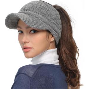 imageCC Knitted Visor for Women  Acrylic Stretchable Soft Warm Knit Winter Visor Hat Beanie CapLt Grey