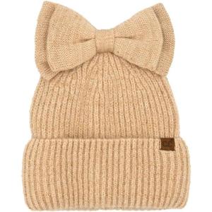 imageCC Messy Bun SnapOn Bow Beanie with Sequins for WomenCamel