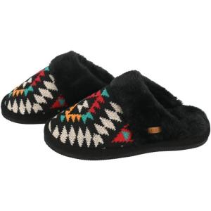 imageCC MultiOption Colorful SlipOn Slippers With Faux Fur Lining IndoorOutdoor House For WomenKnitted Aztec Pattern  Black