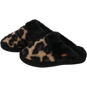 imageCC MultiOption Colorful SlipOn Slippers With Faux Fur Lining IndoorOutdoor House For WomenKnitted Leopard  Latte