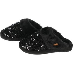 imageCC MultiOption Colorful SlipOn Slippers With Faux Fur Lining IndoorOutdoor House For WomenSequin  Black